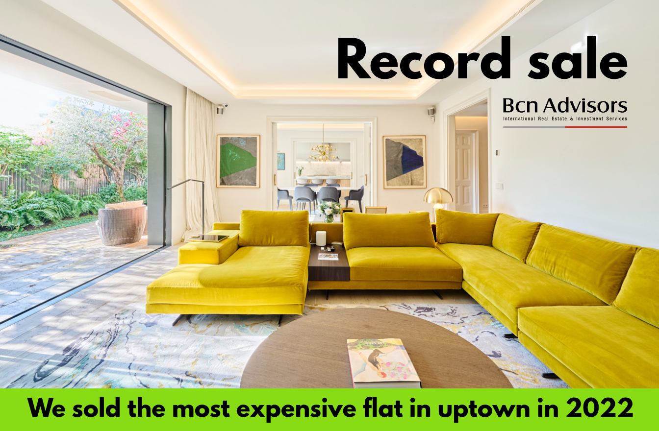 Bcn Advisors sells in record time the most expensive apartment in uptown Barcelona